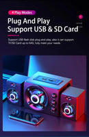 3D Hifi Stereo USB Active Bluetooth Speaker Computer Multimedia RGB Subwoofer AUX, USB, TF Suitable for TV, Computer Audio