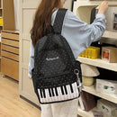 New Large Capacity Polka Dot Backpack Multifunctional Lightweight Piano Key Backpack Black Piano Mochilas Sports