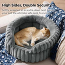 Round Cat Bed with Raised Rim & Removable Cushion, Anti-Slip Soft Plush Pet Bed for Indoor Cats & Small Dogs, Machine Washable Cozy Donut Sleeper for Bedroom & Living Room