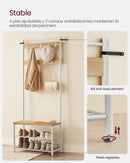 VASAGLE 3 in 1 Coat Stand with Shoe Rack, Steel Frame, 32 x 70 x 175 cm