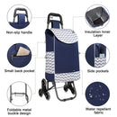 Kono Shopping Trolley Folding Stable 2-in-1 Multi-function Shopping Cart Stair Trolley with 3 Noiseless Wheels