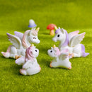 4pc Unicorn Family Set  Animal Gift Decoration Resin Craft Miniature Figure Tiny For Bonsai Microlandscape Fairy Garden Decor