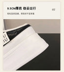 9.5cm Increasing Height Women Slippers 2024New Summer Autumn Canvas Mules Shoes Ladies Round Toe High Wedge Platform Slides Shoe