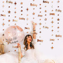 Gold 30th Happy Birthday Party Paper Banners Decorations Number 30 Year Old Circle Dots Twinkle Star Garlands Hanging Backdrops