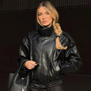 The Rebel Crop | Women's Cropped Leather Bomber Jacket