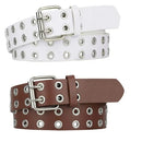 Women Punk Goth Belts Brand Leather Women Grunge Belt Halloween Double Pin Buckle Female Belt for Jeans Streetwear