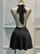 Solid Satin Women's Dress – Back Zipper Open Back Fitted, Vacation Party Evening Wear