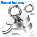 D16~D42mm Super Strong Neodymium Fishing Hook N52 Heavy Duty Rare Earth Neodymium with Countersunk Hole Eyebolt Salvage Magnetic