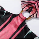 Holiday Loose Striped Long Dress Women Halter Batwing Sleeve Backless Lace Up Chic Party Dresses 2026 Summer Vacation Beach Robe