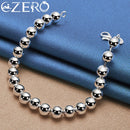 ALIZERO 925纯银18K镀金光滑6毫米珠子手链女式吊坠婚订派对珠宝礼物