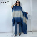 WINYI summer dress Tie-dyed sexy dress Women elegant robe Middle East Female kaftan abayas dubai luxury beach cover up Caftan