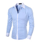 Men Long Sleeve Shirt 2025 Spring Striped Shirts Slim Fit Male Casual Social Patchwork Shirt Turn-down Collar Camisa Masculina