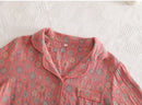 Floral Printed Cotton Women's Pajamas Suit for Spring and Autumn Jacquard Long Sleeved Large Size Home Women Sleepwear Set