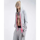 Y2K street Harajuku loose oversized zipper multi-pocket hoodie American fashion trend solid color oversized hoodie for women