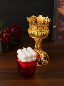 Cross-border hot selling metal red glass bowl candle cup European style ornament candle holder