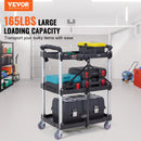 VEVOR 3 Tier Folding Rolling Utility Cart Storage Shelf Movable Gap Rack Serving Cart Slim Slide Organizer for Kitchen Bathroom