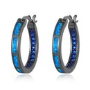 CiNily White Fire Opal Hoop Earrings With Stone Silver Plated Small Round Circle Chic Summer Punk Jewelry Best Gifts for Woman
