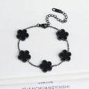 White Black Red Green Shell Five Leaf Flower Stainless Steel Ladies Bracelet Simple for Woman Party Birthday Jewelry Gift Clover