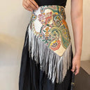 Women Retro Waistband Tassel Wide Waist Belt Fashion Triangle Tassel Corset Belt Shirt Dress Coat Decor Accessories