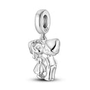 Silver Plated Boy Girl Couple Lovers Beads Charms Zirconium Dangle Fit Original Pandora Bracelet Necklace Jewelry Women