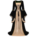Medieval Renaissance Velvet Long Dress Women Victorian Retro Fancy Gown Halloween Cosplay Costume Plus Size
