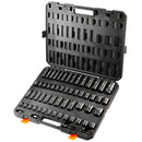 SucceBuy 3/8"&1/2" Drive Impact Socket Set 59 PCS Socket Set SAE 5/16" to 1-1/4" and Metric 6-32mm 6 Point Cr-Mo Alloy Steel Set