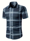 Men's Shirt Plaid Lapel Short Sleeve Shirt Multicolour Outdoor Street Short Sleeve Printed Clothing Fashion Designer Leisurewear