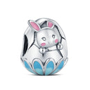 Hot Original Pendant S925 Sterling Silver Rabbit Charm Fit 3mm Bracelet Diy For Women Classic Easter egg beads Daily Gift Fine