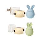 Nicole Candle Jar Silicone Molds for Concrete DIY Hoppy Bunny - Eared Easter Egg Storage Vessel Cement Mould Easter Gift Tools