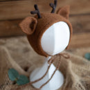 Newborn Wool Felt Fox Flower Bonnet Newborn Photography Props Baby Animal Floral Garden Hat Photo Shoot