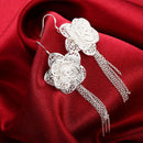 Charms high quality 925 Sterling Silver Beautiful tassel Flowers Earrings for Women fashion party wedding Jewelry Gifts