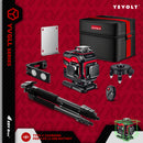 YEVOLT 激光水平仪 绿光 4平面 16线 自动安平 360° 3D 贴地水平与垂直瓷砖测量工具