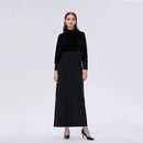 AP 2025 New Arrival Women Autumn Velvet Patchwork Dress Elegant Lady Maxi Dress Fashion