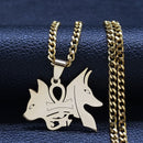 Anubis Dog Cat Egyptian Ankh Cross Stainless Steel Necklace for Women/Men Eye of Horus Necklace Jewelry bijoux femme N4436S02