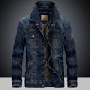 casual denim jacket, spring and autumn style Jeans Coat for Men Light Denim jacket, men's multi bag retro denim jacket