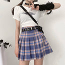 Harajuku Plaid Skirt Women Punk y2k High Waist Mini Tennis Skirts Uniform Chain Pocket A-line Streetwear Vintage Free Belt