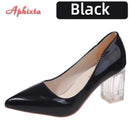 Aphixta 7cm High Heels Women Lady Orange Leather Pumps Female Wedding Green Transparent Shoes Drop Shipping Plus Size  30-50