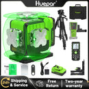 Huepar 16线激光水平仪带接收器三脚架测距仪4D绿光自调平蓝牙激光工具遥控器和硬壳箱