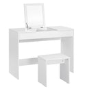 WOLTU 1SET White Dressing Table with Makeup Mirror Stool Foldable Vanity High Gloss Table Top Cosmetic Dresser Set for Bedroom