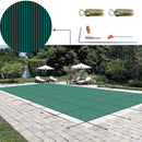 SucceBuy Pool Safety Cover Rectangle Inground Pool Cover Green Mesh Solid Pool Safety Cover For Winter Safety Swim Pool Cover
