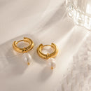 Hot selling French Style Freshwater Pearl Gold Plated Stainless Steel Jewelry Elegant Drop Earrings For Female Jewelry Girl