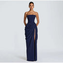 The Aurelian | Butter Yellow Mesh-Spliced Asymmetric Evening Gown