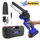 Mini Chainsaw Cordless 6-Inch Handheld Small Chain Saw with Battery, Blue 21V Battery Powered Portable Electric Mini Chainsaw with Safety Lock for Courtyard Garden Household Tree Branch Trimming（Installed and ready to use i