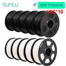 SUNLU 10公斤 PETG/ABS 耗材 10卷 3D打印线材 1公斤/卷 1.75毫米 100% 线材整齐排列 适用于欧美地区3D打印