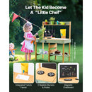 SucceBuy Wooden Mud Kitchen Toys for Kids with Cookware Pots & Accessories Outdoor Toddler Grocery Playset for Childern Cooking