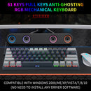 61 Keys Mechanical Keyboard Game Keypad RGB Backlight Type-C USB Wired Waterproof  60% PC Gaming Keyboard for PC Desktop Laptop