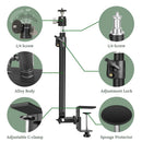 C型支架三脚架升降桌显示器带1/4"球头台式夹具环形灯可调桌面支架单反相机