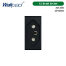 DIY Frame Only Wallpad Glass Aluminum Stainless Steel Panel 1 2 Gang Intermediate Reset Switch Brazil Socket 118*75mm