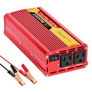 2000W车载逆变器12V DC转110V/220V 60HZ AC转换器带双USB快速车载充电器适配器（红色）