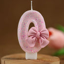 2th Birthday Candles Number 2 Candles with Pink Glitter Bow Happy Birthday Cake Topper Decoration for Party Celebrations